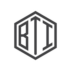 three-letter initials hexagon logo black