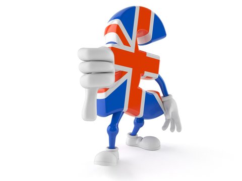Pound currency character with thumb down