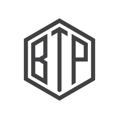 three-letter initials hexagon logo black