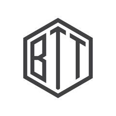 three-letter initials hexagon logo black