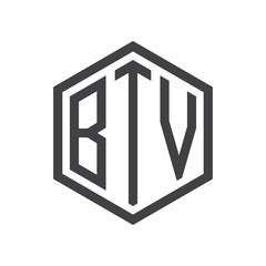 three-letter initials hexagon logo black