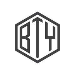 three-letter initials hexagon logo black