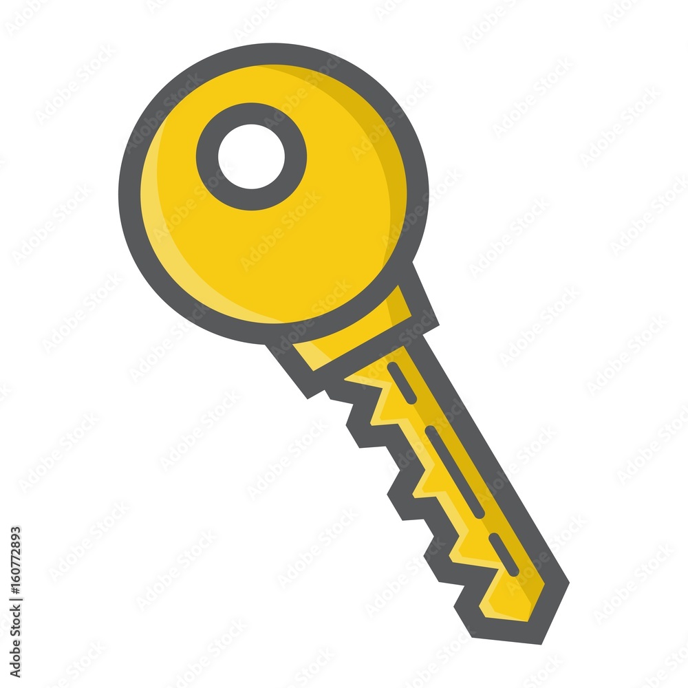Poster key colorful line icon, security and password, vector graphics, a filled pattern on a white backgrou