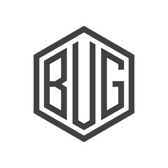 three-letter initials hexagon logo black