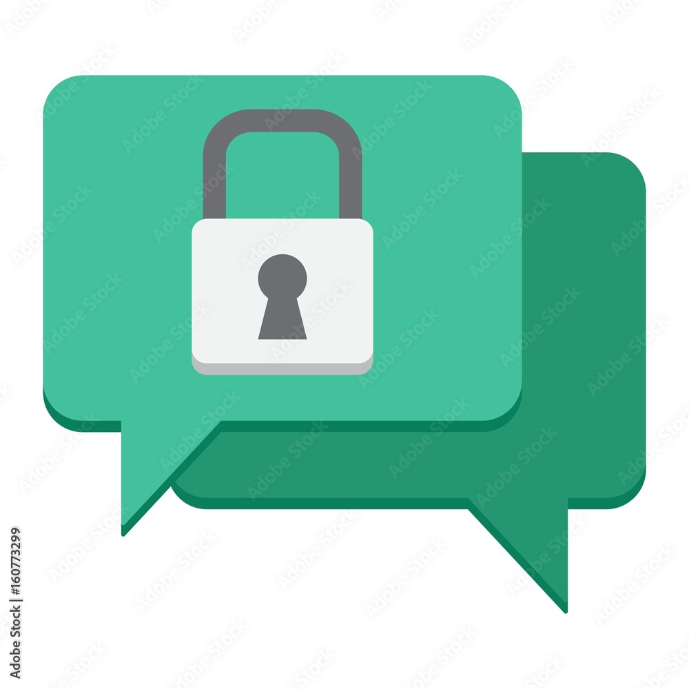 Poster encrypted messaging line icon, security and padlock, chat vector graphics, a linear pattern on a whi