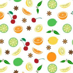 Colored seamless pattern with fruits, vector illustration