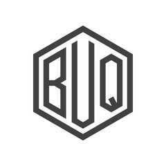 three-letter initials hexagon logo black