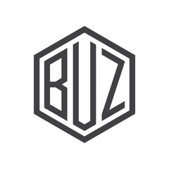 three-letter initials hexagon logo black