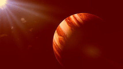 the planet Jupiter lit by the Sun
