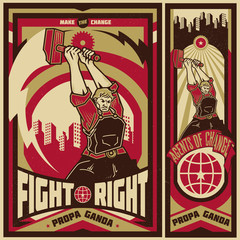 Vintage propaganda poster and elements. Isolated artwork object. Suitable for and any print media need.