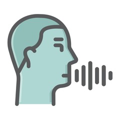Speech recognition colorful line icon, voice control and security, vector graphics, a filled pattern on a white background, eps 10.