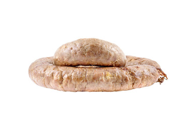Homemade sausage isolated on a white.