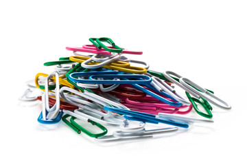 stack of colorful paper clip isolated on white background - 160776283