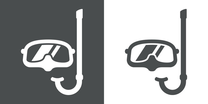 Icono plano gafas buzo y snorkel gris y blanco