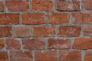 Detailed texture of red brick wall surface background.