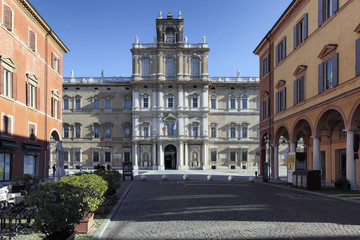 Fototapeta na wymiar Modena. Scorcio di Piazza degli Estensi con Facciata di Palazzo Ducale.
