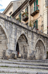 detail of roman aqueduct in sulmona