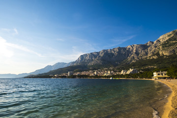 Fototapeta premium Beach in Makarska Rivera and Biokovo Natural Park in Croatia Europe