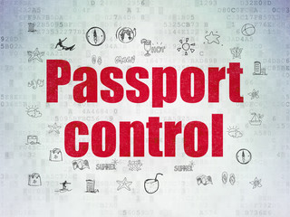 Fototapeta premium Tourism concept: Passport Control on Digital Data Paper background