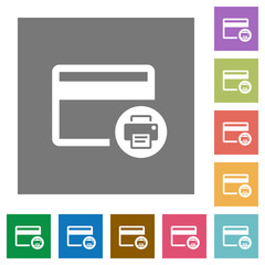 Credit card print record square flat icons