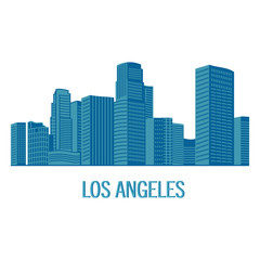 Down town American landscape with skyscrapers and high-rise buildings in flat style a vector.View of Los angeles 