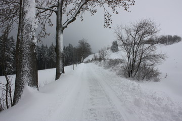 Winterstimmung am kalten Tag im Erzgebirge