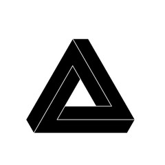 Penrose triangle icon. Geometric 3D object optical illusion. Black silhouette vector illustration.