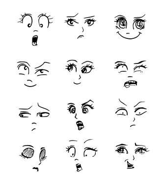 Cartoon emoties gezichten