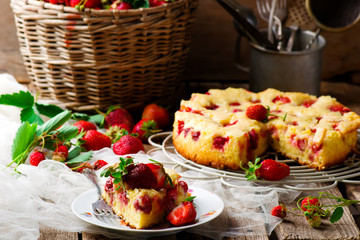 French strawberry cake.style rustic