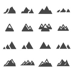 Vector black mountains icons set