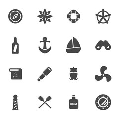 Vector black nautical icons set