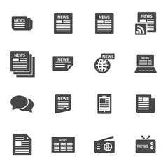 Vector black news icons set