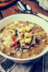 Sour rye soup. Instagram style filtred image.