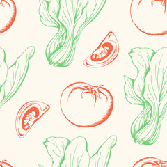 Vegetable vintage seamless pattern