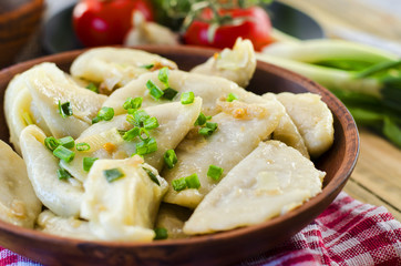 Dumplings with potatoes and cabbage meat