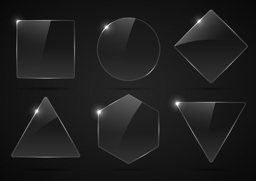 Set of glass, transparent geometric shapes.
