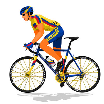 Colombia Road Cyclist On Transparent Background
