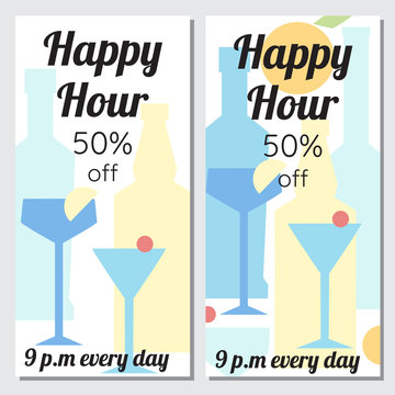 Brochures happy hours in minimalism style