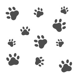Dog footprint icon isolated on white background; Paws vector illustration