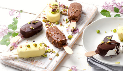 Chocolate ice cream popsicles