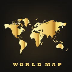 Golden world map. Vector illustration.