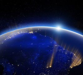 Earth globe at night. Elements of this image furnished by NASA