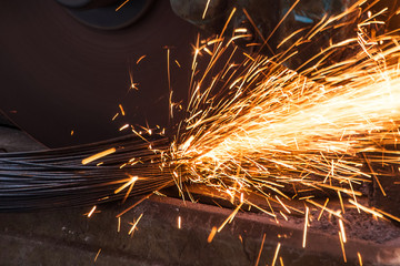 The sparkle of  Metal cutting machine at work