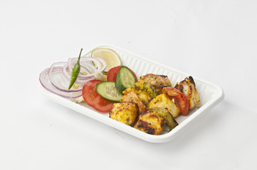grilled  Paneer tikka kebab with fresh salad