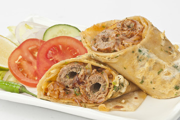 Mutton kathi rolls with fresh salad