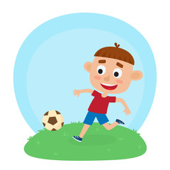 Vector illustration of little boy in shirt and short playing foo