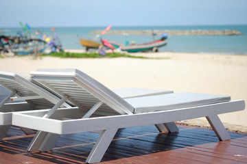 Sun bed at the sea,Hat Chao Samran,Phetchaburi province, thailand