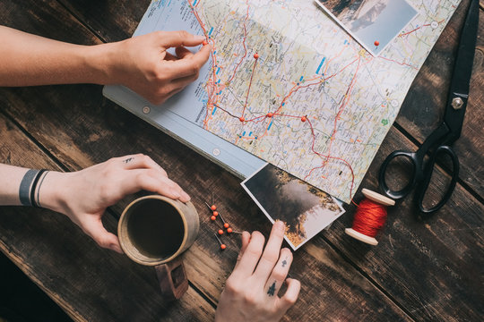 planning trip with map