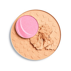Face powder and pink eye shadow