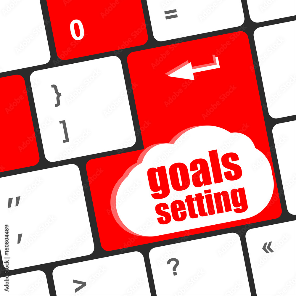 Poster goals setting button on keyboard with soft focus